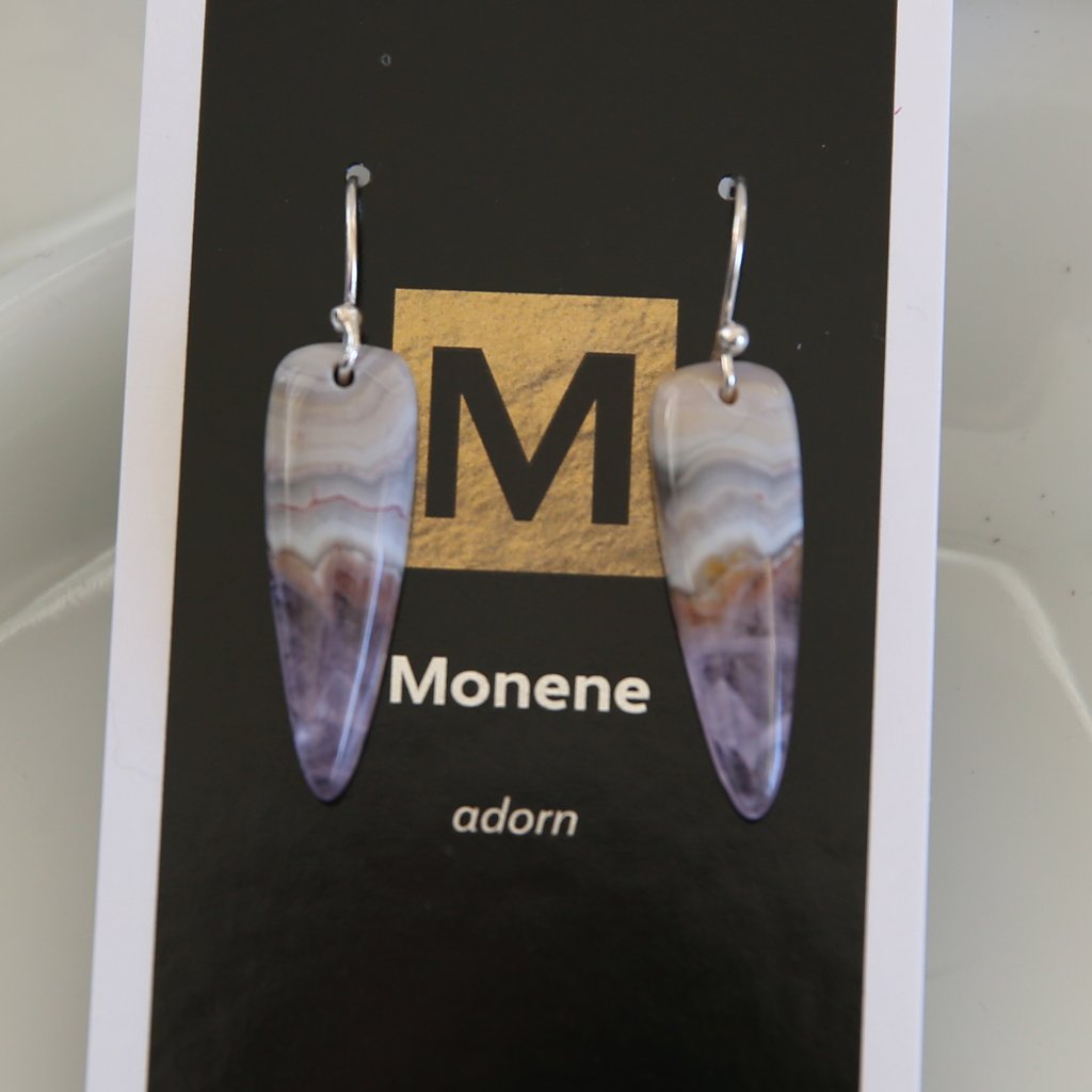 Amethyst Agate And Sterling Earrings